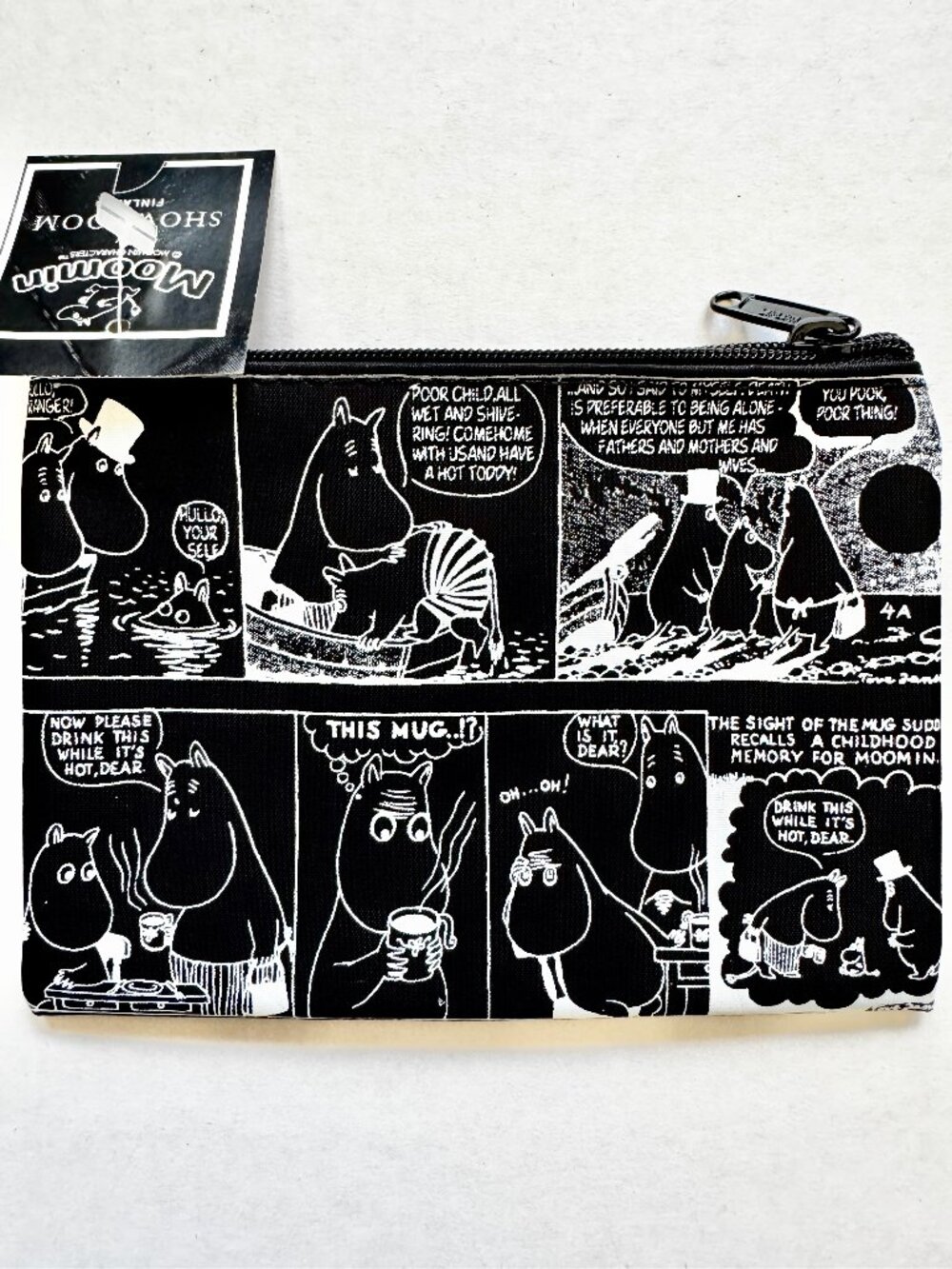 Moomin Finland Black Zipper Coin Purse Pouch Card Wallet with Cartoon